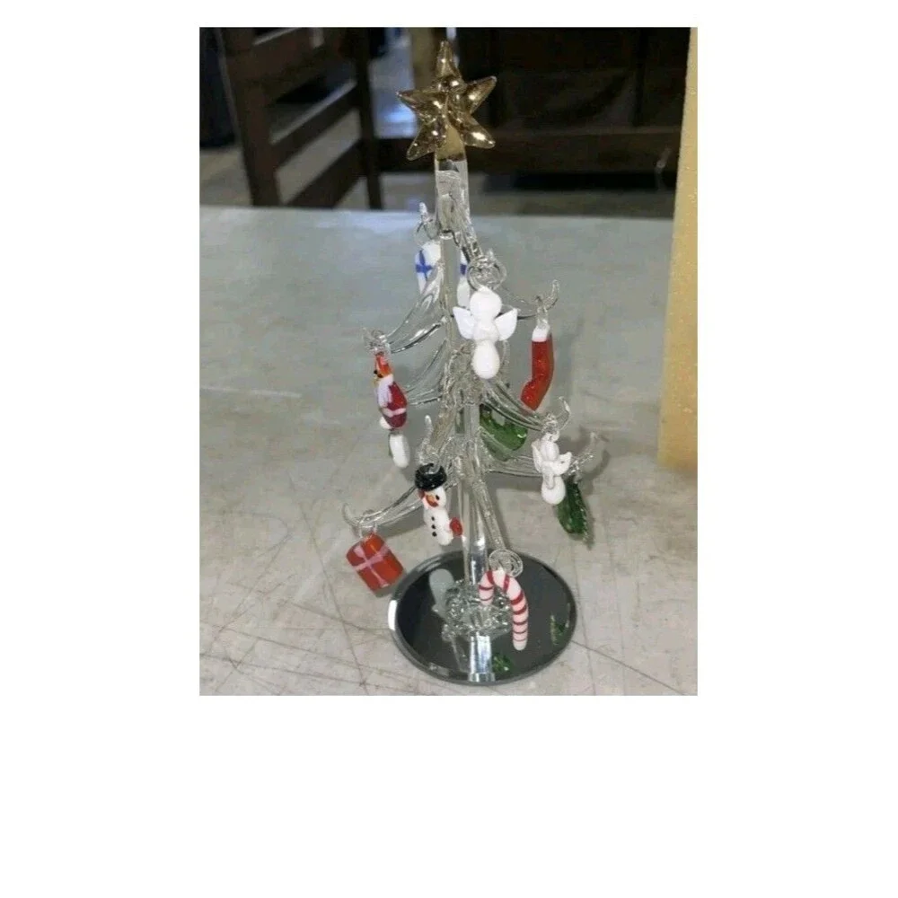 Crystal Christmas Tree NIB With Removable Ornaments Venesia Art Glass Collection - Picture 3 of 6